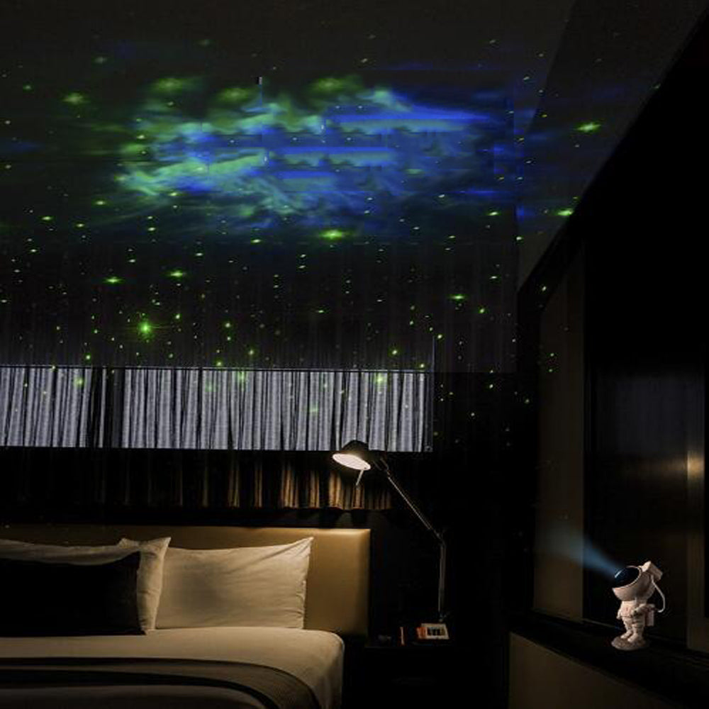 Astronaut Galaxy Starry Sky Projector Night Light – USB LED Space Atmosphere Bedroom Lamp