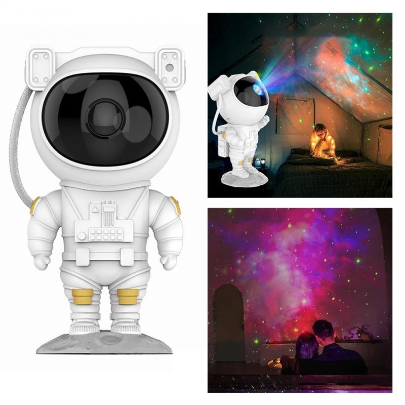 Astronaut Galaxy Starry Sky Projector Night Light – USB LED Space Atmosphere Bedroom Lamp